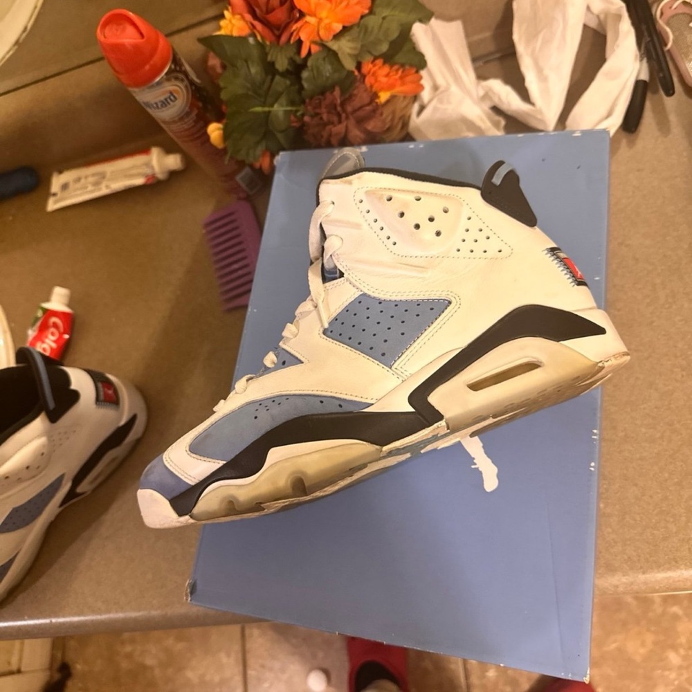 Jordan Blue and White High-Top Sneakers
